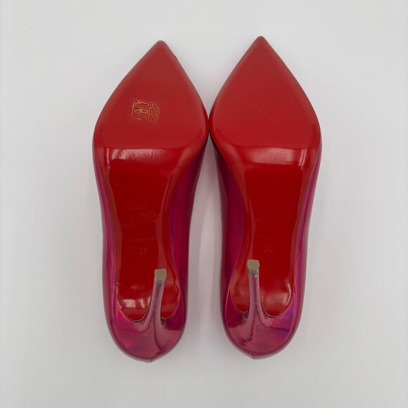 Christian Louboutin Kate 100 Pink Mirrored Leather High Heel Pumps Size EU 38 - Picture 3 of 14